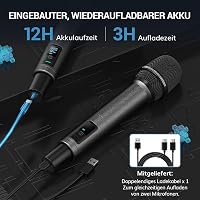 TONOR TW550 Vezeték Nélküli Újratölthető Mikrofon Szett, 2 Mikrofonnal, 80m Hatótáv, Auto Scan, 6.35/3.5mm, Karaoke, DJ, Rendezvény 8