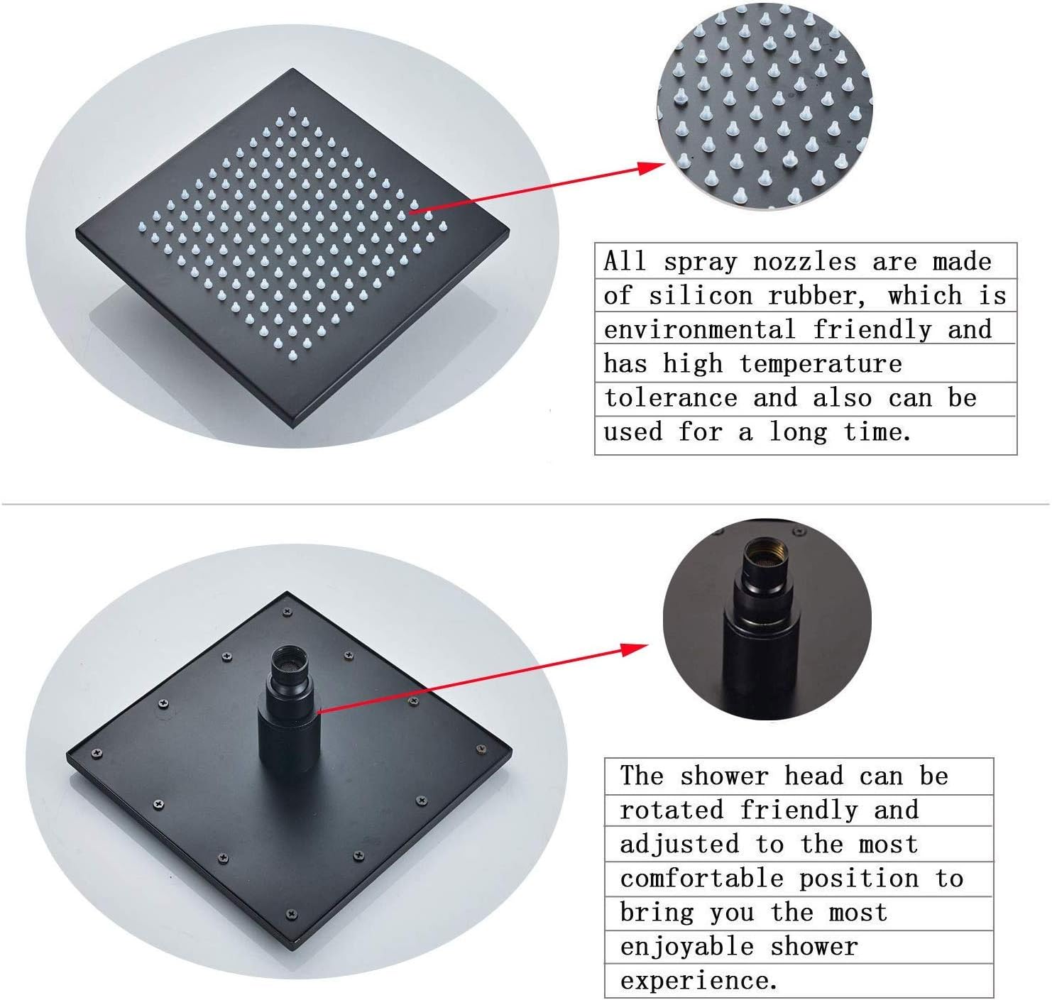 Free Shipping Over $50 Rozin LED Light 8-inch Rain Showerhead with Tub Spout Tap 2-way Control Mixer