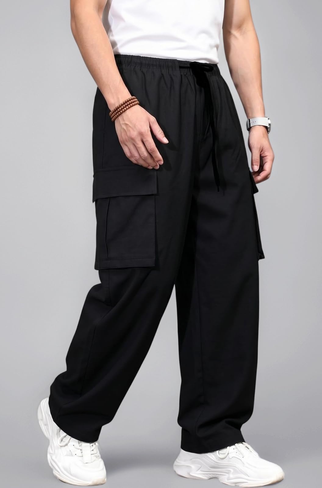 Men's Regular Fit Low Rise Polycotton Cargos | Cargo Track Pant | Loose Fit | Regular Trouser (Available in Plus Size)