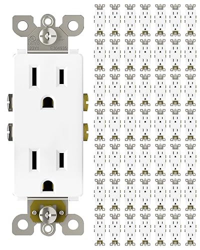 Miniatura 17 de ThunderWay Toma de corriente decoradora con placa de pared, toma eléctrica no resistente a manipulaciones, 15 amperios/125 V, autoconectada, Blanco