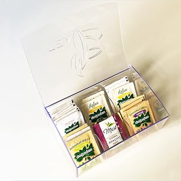 Evonox 6 Bölmeli Şeffaf Poşet Çay Kutusu, Akrilik Şeffaf Poşet Çay Kutusu, Evonox 6 Bölmeli Kapaklı Paket Çay Kutusu, Akrilik Çay Kutusu, Şeffaf Çay Kutusu 732