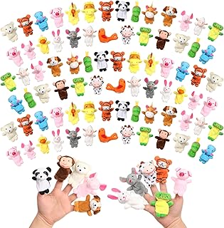 152 Pcs Animal Finger Puppets 19 Different Small Soft Velvet Dolls Props Toys Tiny Plush Animal Puppets Set Mini Stuffed Animals Finger Toys for Story Time, Easter Party Gift, Teaching