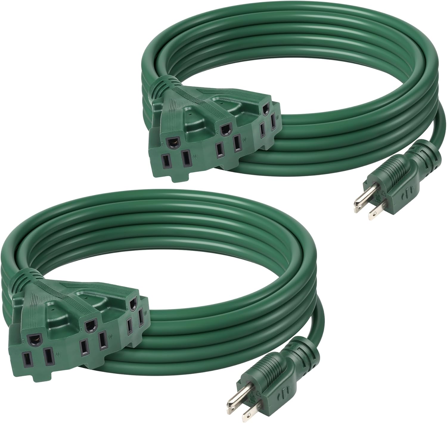 BN-LINK Outdoor Extension Cord 1 to 3 Splitter, Max 13 ft Extension(25 ft Total), Multi Outlet Power Cord, 16/3 SJTW Weatherproof for Lighting, Landscaping & Holiday Decorations, Grounded, ETL Listed