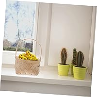 Vista 7 de Cesta tejida con asa Cestas de madera grandes de viruta de ratán Contenedor de almacenamiento Artículos para el hogar