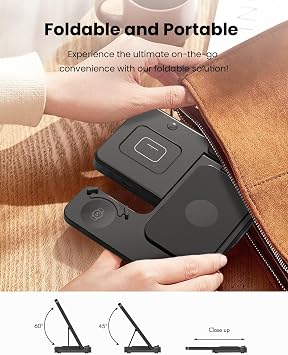GEEKERA Wireless Charger for Samsung, 3 in 1 Foldable Charging Station for Samsung S26/S25/S24/S23, Fast Phone Watch Charger Dock for Galaxy Watch 8/7/6/5/4, Docking Station for Galaxy Buds-Black