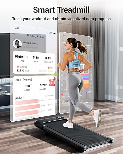 Miniatura 8 de DeerRun Under Desk Walking Pad Treadmill with 6% Manual Incline, 0.6-3.8 MPH Walking Speed, 2.5 HP, 300 lb Capacity, App & Remote Control, for Home