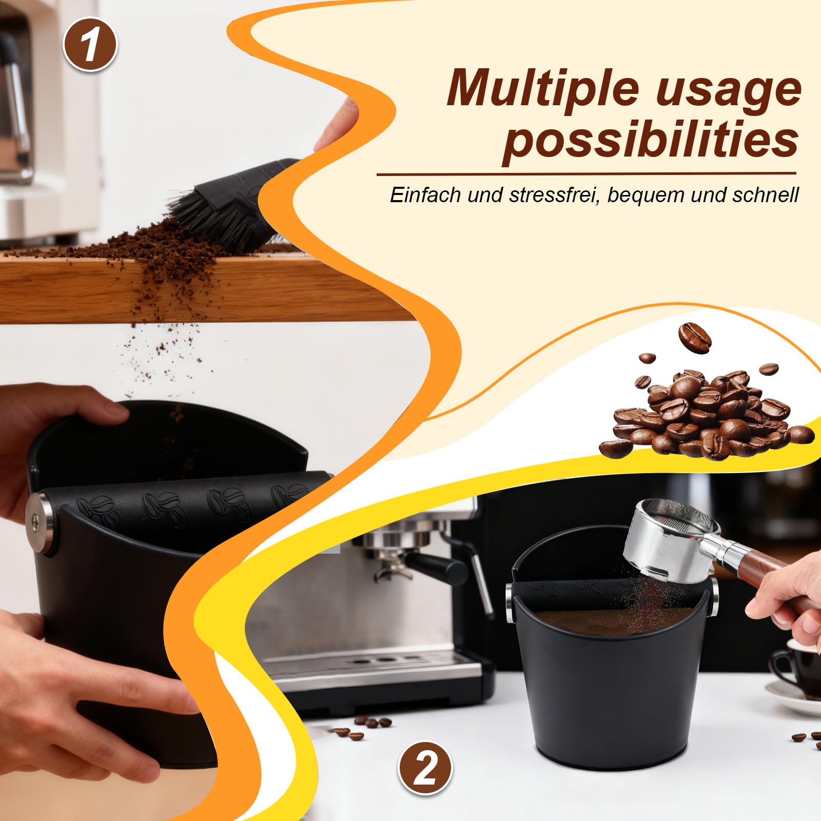 Récipient de frappe pour porte-filtre à expresso Knock Box avec barre de frappe amovible, récipient à café pour cuisine, bureau, café et bar, comme accessoire de barista - 4