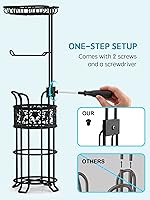 Vista 5 de Soporte de papel higiénico con estante, dispensador de rollos de papel higiénico de pie, con capacidad para 3 grandes rollos de papel jumbo mega