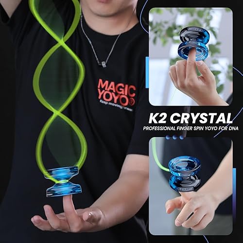 Vista 17 de MAGICYOYO Yoyos de doble propósito, paquete de 2, Yoyo de metal N11 y plástico Yo Yo K2 Crystal White Responsive Yo Yos para niños principiantes