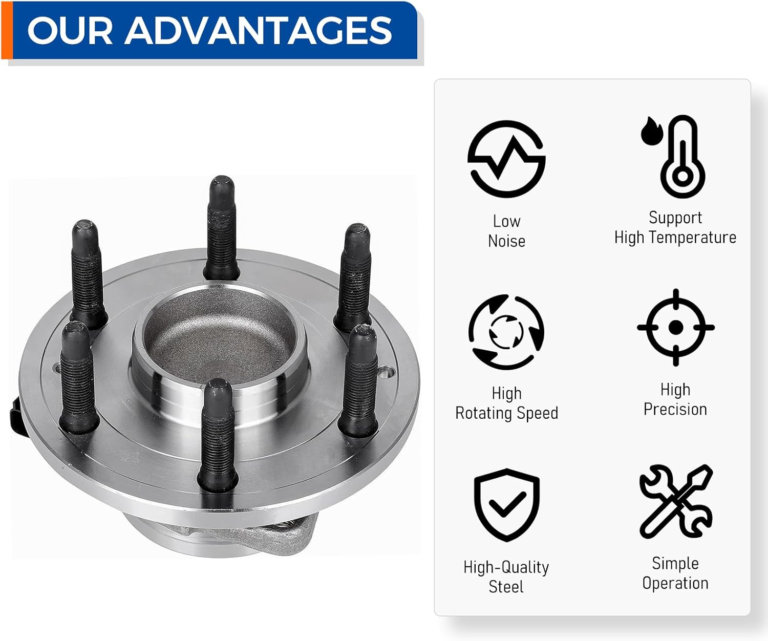 PAROD Pair 515159 Front RWD Wheel Bearing Hub Assembly Fit for 2015-2020 Cadillac Escalade, ESV, 2014-2018 Silverado 1500, 2019 Silverado 1500 LD,Suburban, Tahoe, Sierra 1500, Limited, Yukon, Yukon XL - Image 6