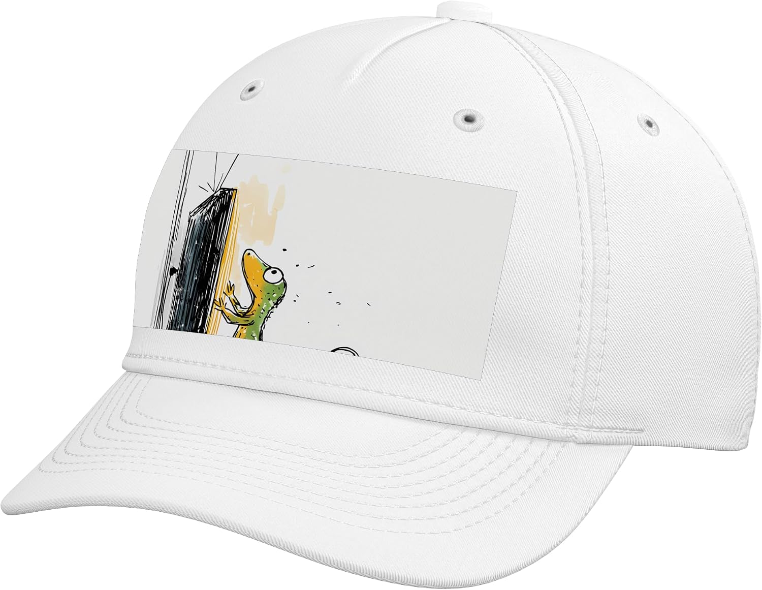 Retro Tech TV Static Noise Gecko Lizard Art Adjustable Baseball Hat