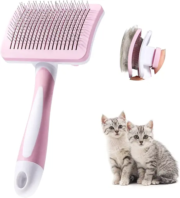 Brosse Autonettoyante pour Chat - Élimine Poils Morts et Nœuds