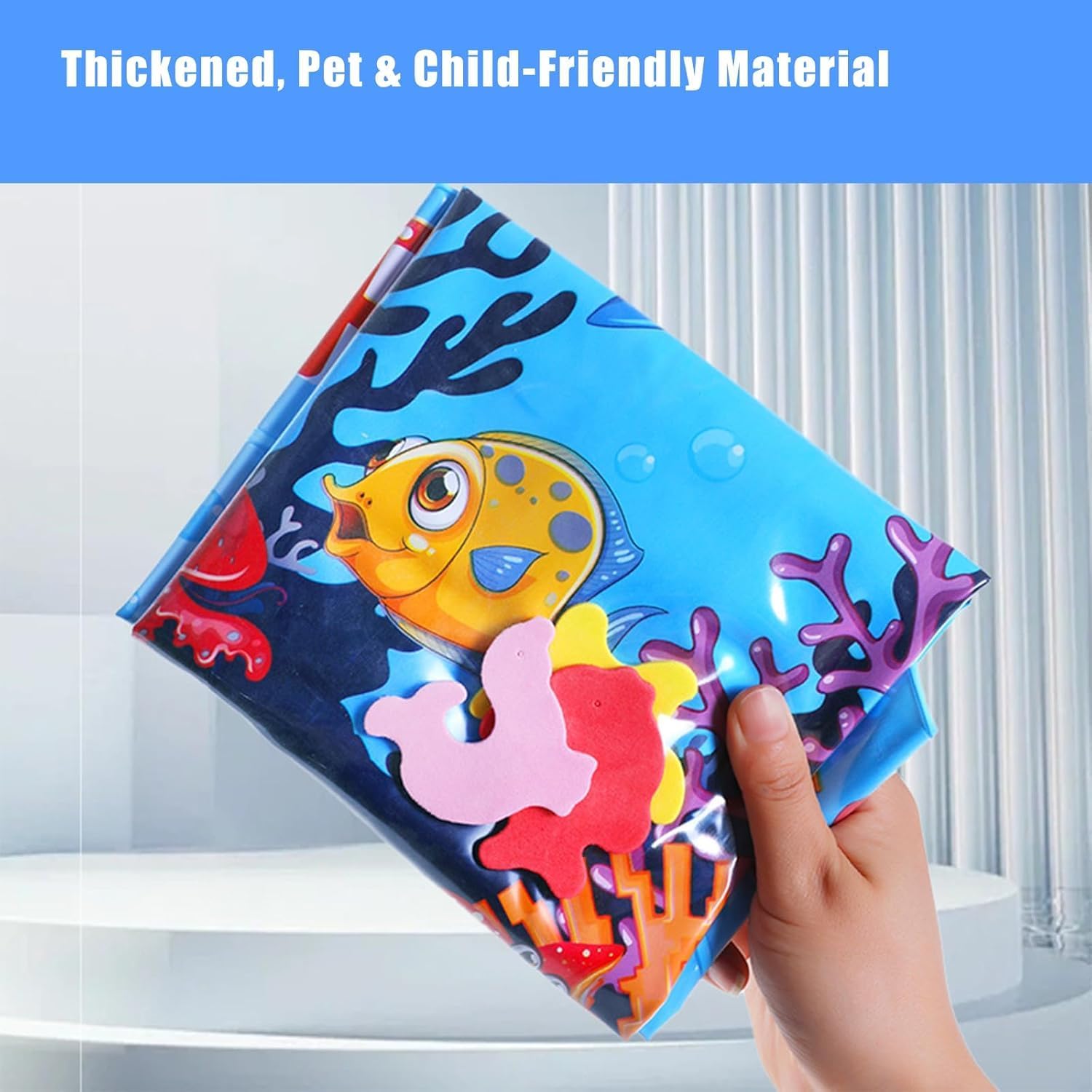 Cat Water Mats, Cat Cooling Pad, Cat Water Bed Play Mat, New Thickened Water Sensory Play Mat for Cats Dog, Ocean-Themed Round Sensory, Non-Slip Playmat, Floating Fish for Kitten Cats(39.4x39.4 in)