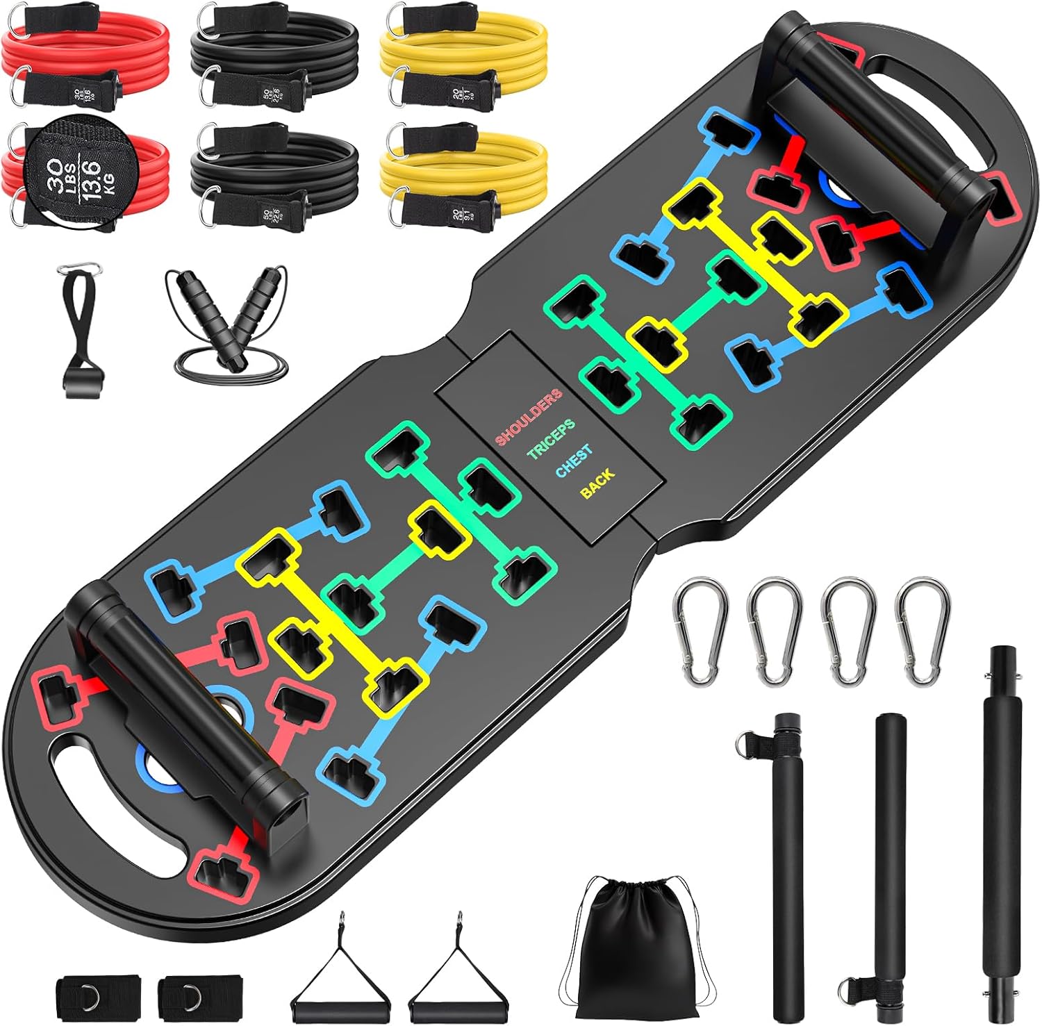 Premium Liegestützbrett Set Liegestützgriffe Push Up Board Verbessertes Konzept 2024 Liegestütze Brett Homeworkout 10 in 1 Push Up Bar Home Gym Liegestütze Fitnessgeräte für Zuhause