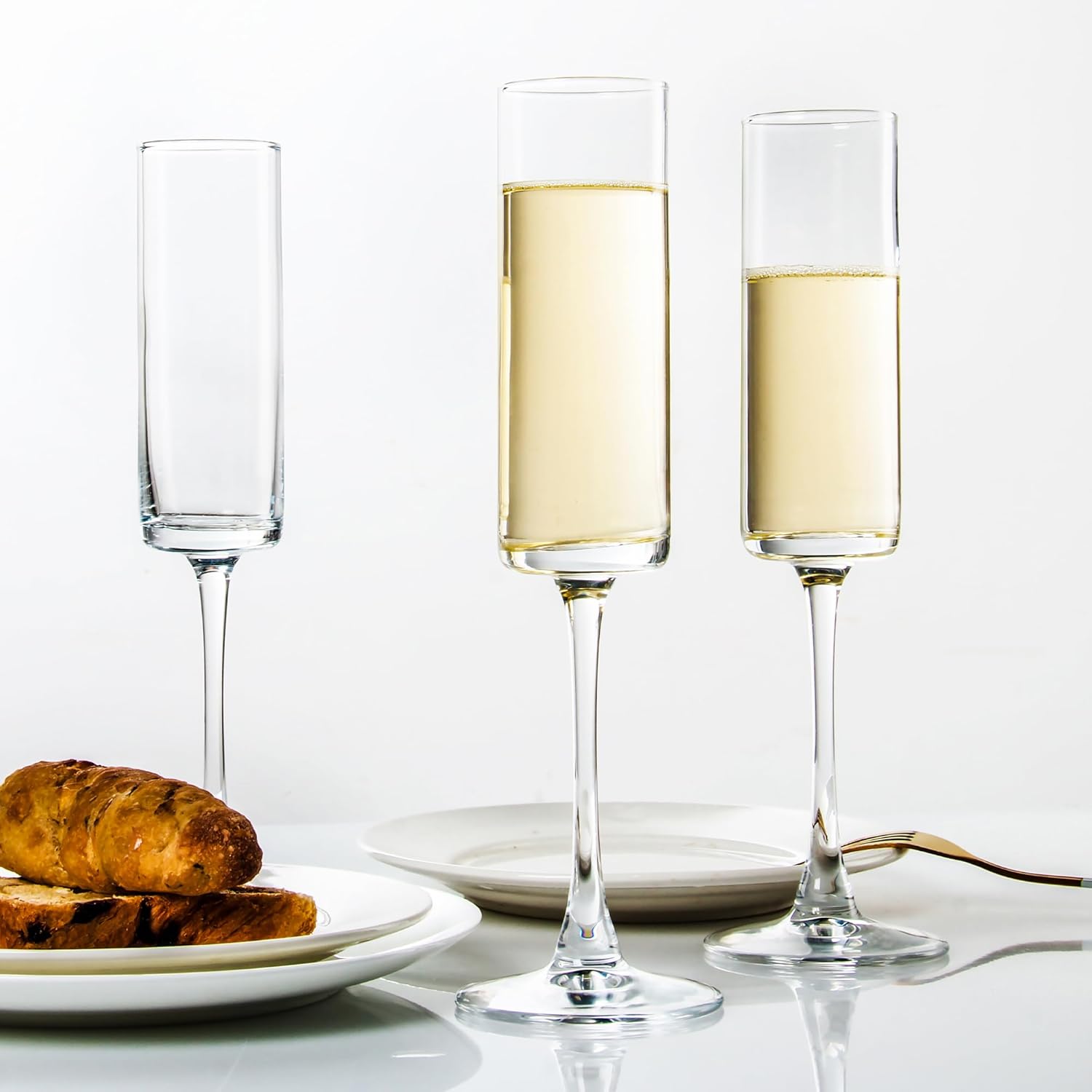 UMEIED 6 Oz Edge Champagne Flutes Set of 12, Long Stemmed Crystal Clear Champagne Flute Glass Set, Sparkling Wine Glasses for Home Party Wedding Birthday Housewarming Gifts - Image 4