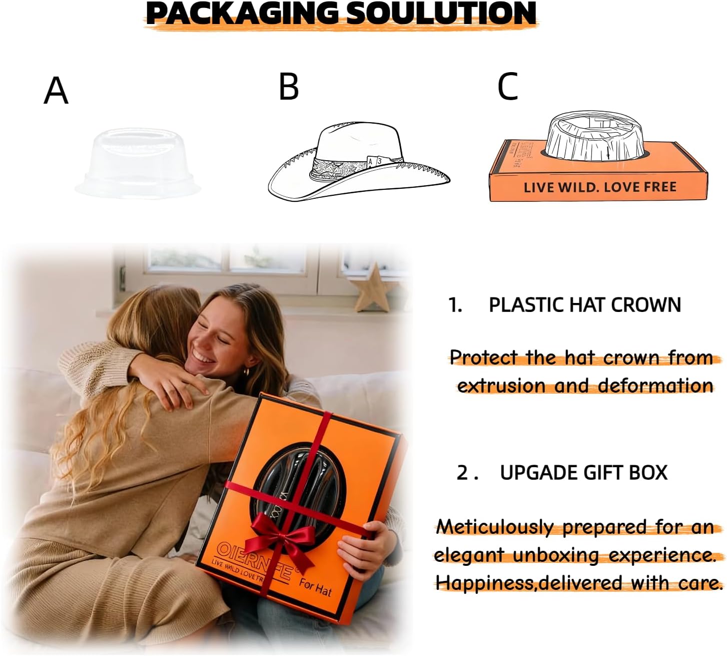 Cowboy Hat for Men and Women - Cattleman Wide Brim Western Cowgirl Hat with Gift Packaging - Image 4