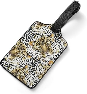 [hTkbberB] ネームタグ 荷物タグ ヒョウ レオパード 皮柄 豹 PU 名札 プレート 荷札 紛失対策 バッグ用ネームタグ 旅行 アウトドア 番号札 トラベル用 おしゃれ ラベル