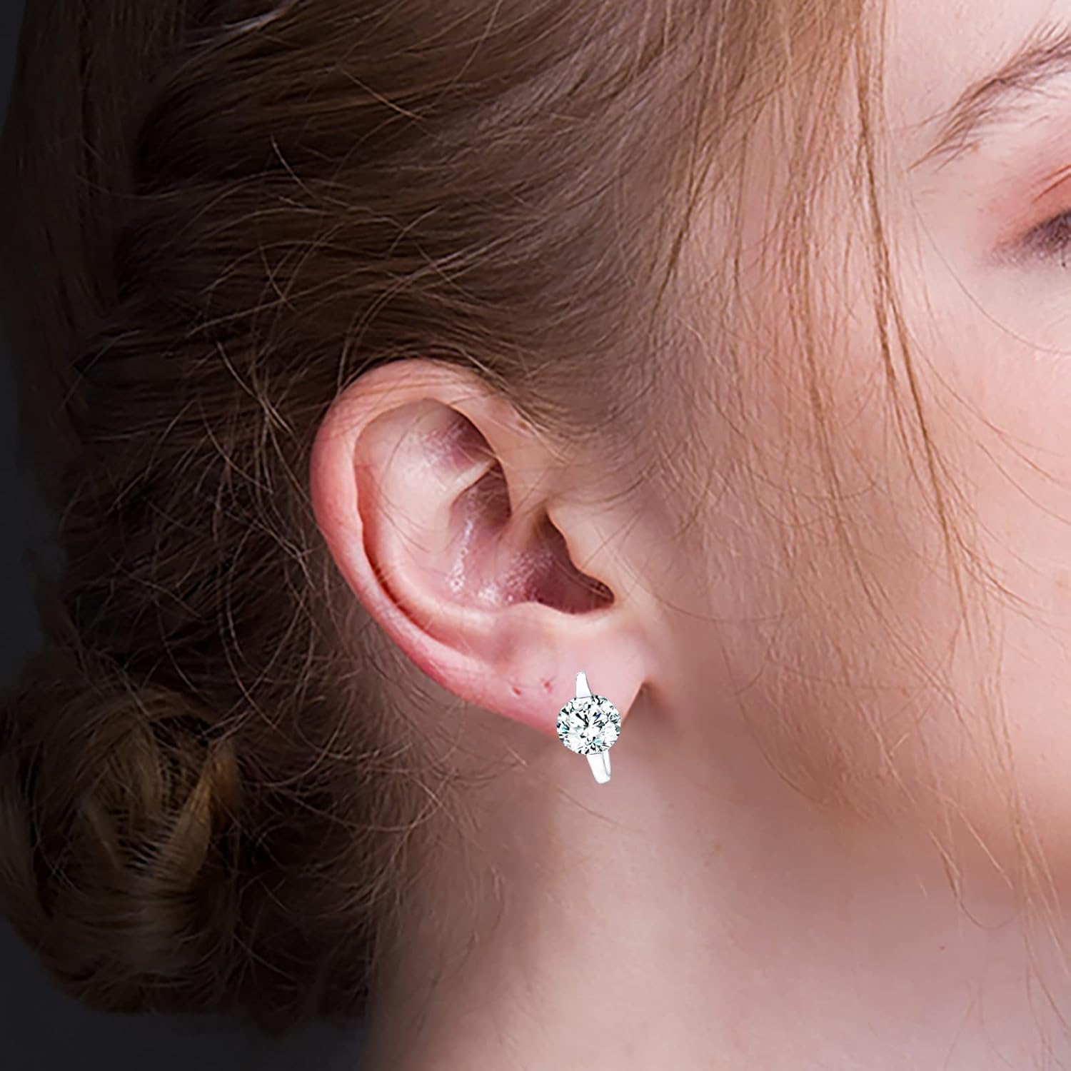 Moissanite Hoop Earrings, Moissanite Earring White Gold Plated Sterling Silver Huggie Hoop Earrings for Women Gift - Image 3