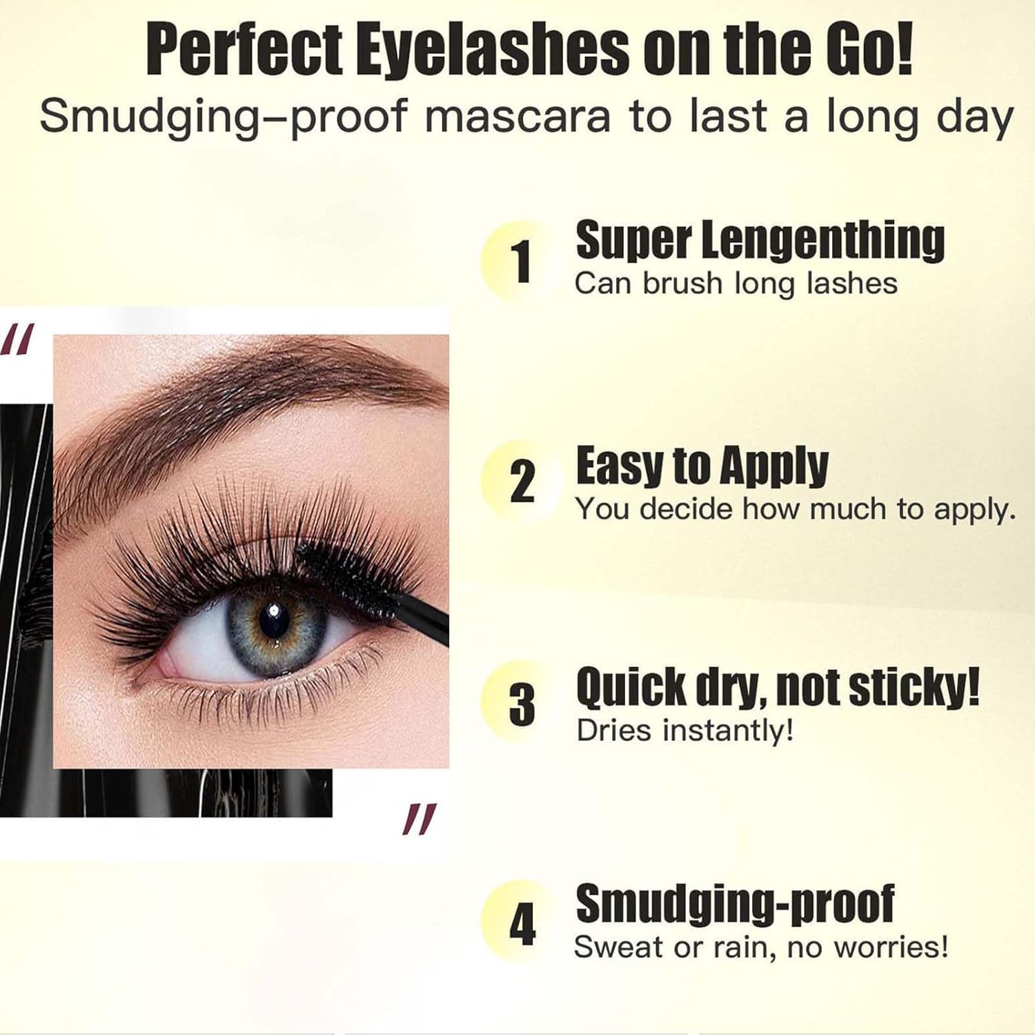 Mascara Cosmetics Natural Volumizing Eye Makeup, Waterproof & Smudge-Proof, Long-Lasting No Clumping or Flaking — view 4