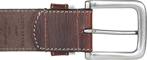 Miniatura 3 de Lucky Brand Cinturón de cuero cosido para hombre Clásico Casual Vestido Todos los días Western Hebilla de metal