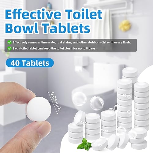 Miniatura 2 de G  PEH Tabletas limpiadoras de inodoro paquete de 40 tabletas automáticas para inodoro, limpiador de eficiencia para baños, limpieza profunda de