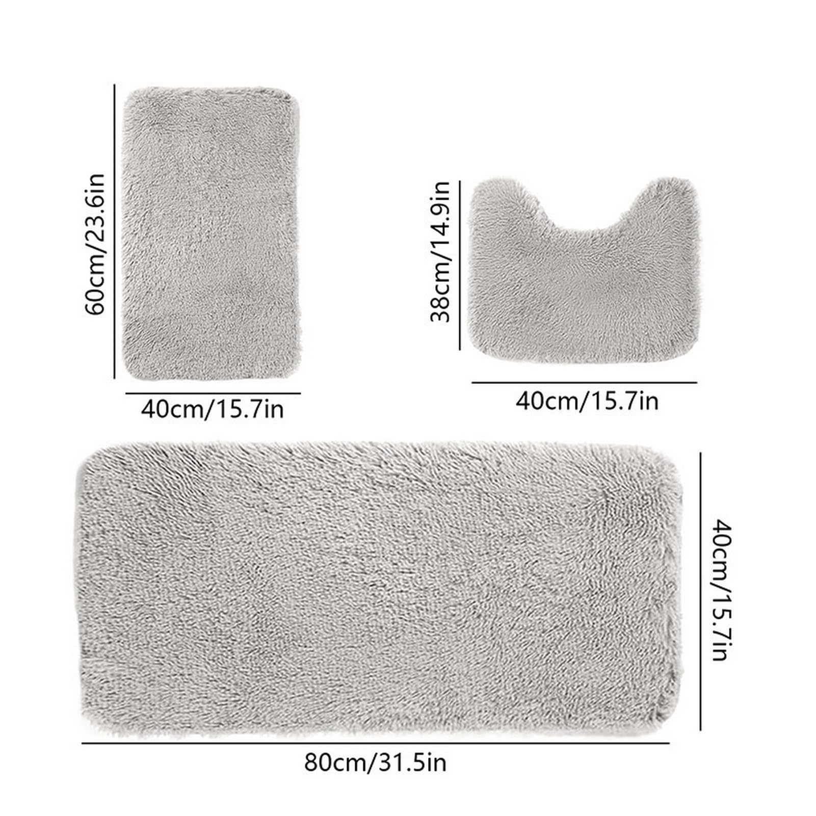 Lot de 3 tapis de bain à poils longs épais, antidérapants, doux et absorbants, parfaits pour décoration d'intérieur, 40 x 60 cm + 40 x 80 cm + 38 x 40 cm, jaune