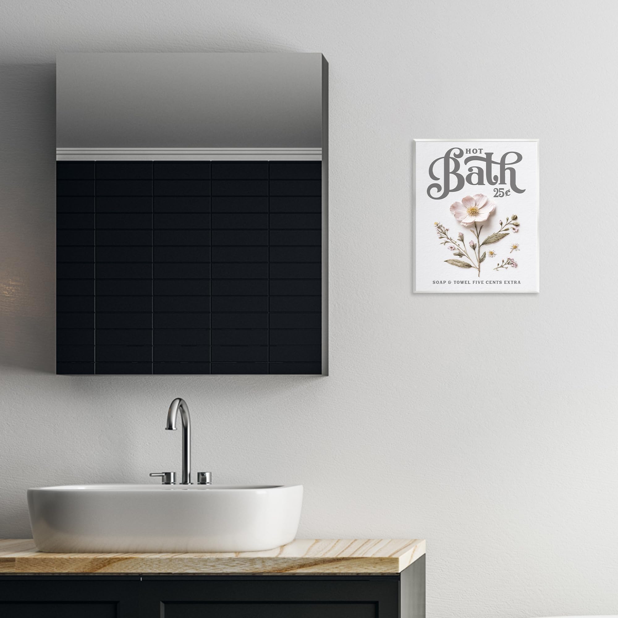 Stupell Industries Lettered and Lined, placca da parete con fiori pressati, stile vintage, 14 x 11