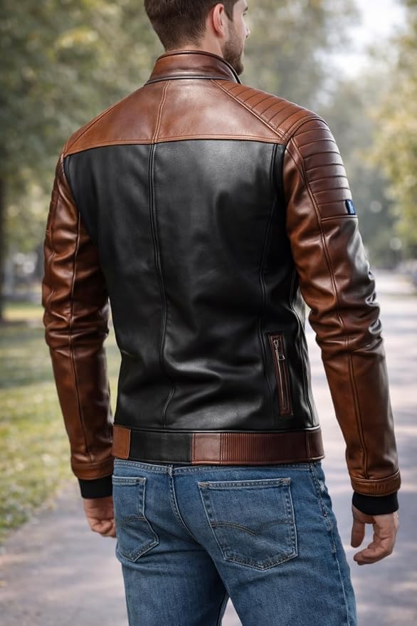 A-star plus Genuine Leather Men's cafe racer jacket Sheepskin