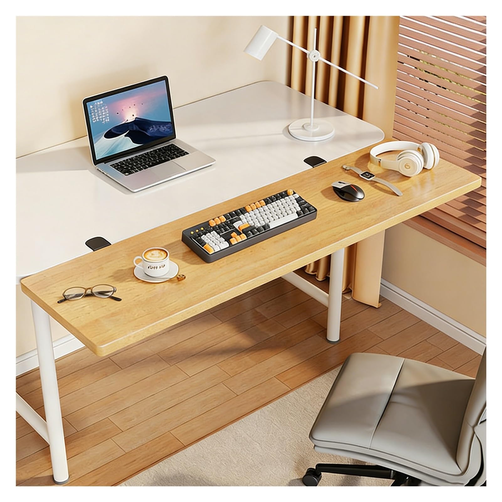 VXHCS Computer-Schreibtisch-Verlängerungsplatte, Mensola A Morsetto Senza Punzonatura, Supporto Ergonomico per Braccio del Computer Estensione Desktop(40x20cm)