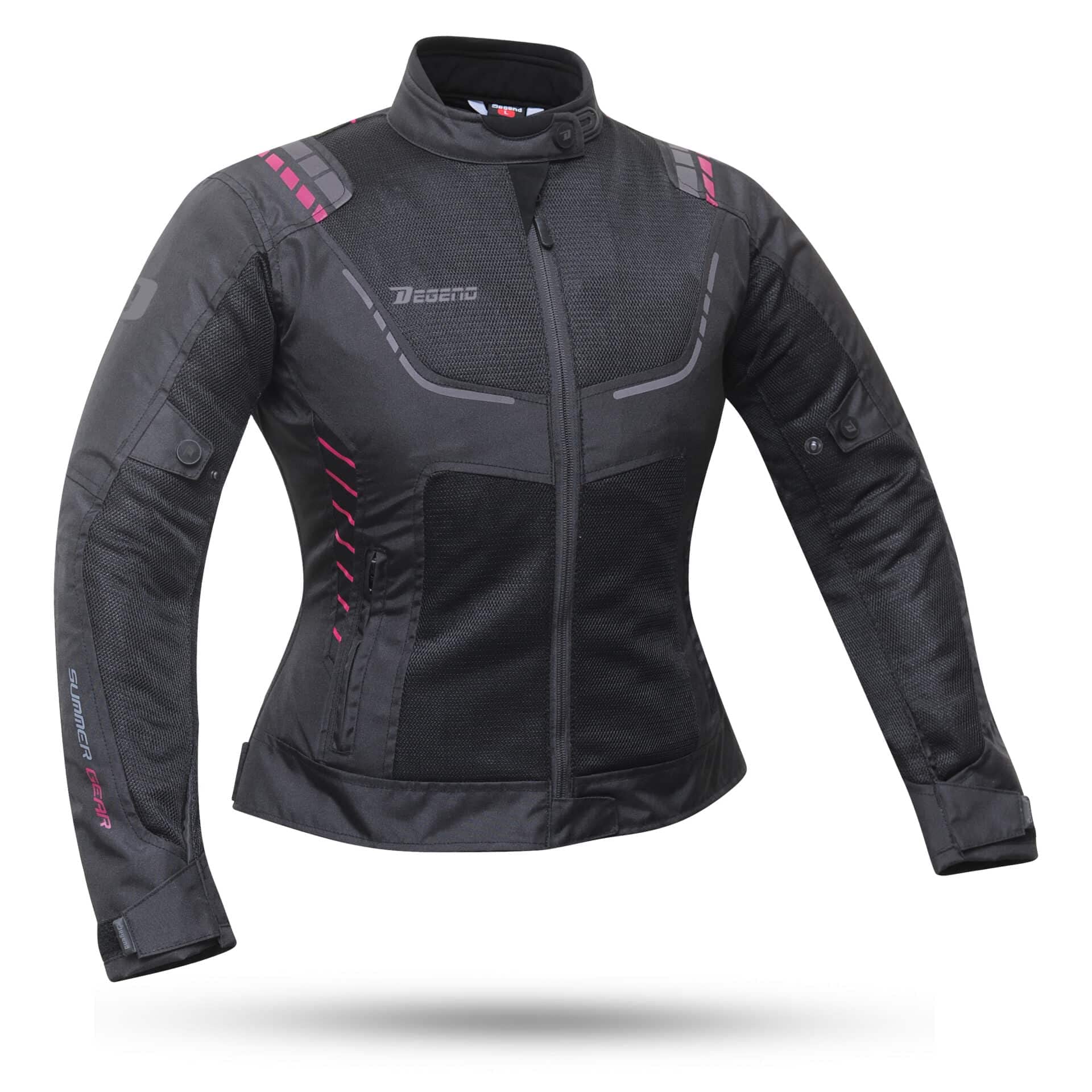 Breeze Lady NV | Veste Moto d'Été pour Femme avec Protecteurs PU + Doublure Imperméable Amovible et Coupe-Vent | Homologué Européen - Noir Violet, L