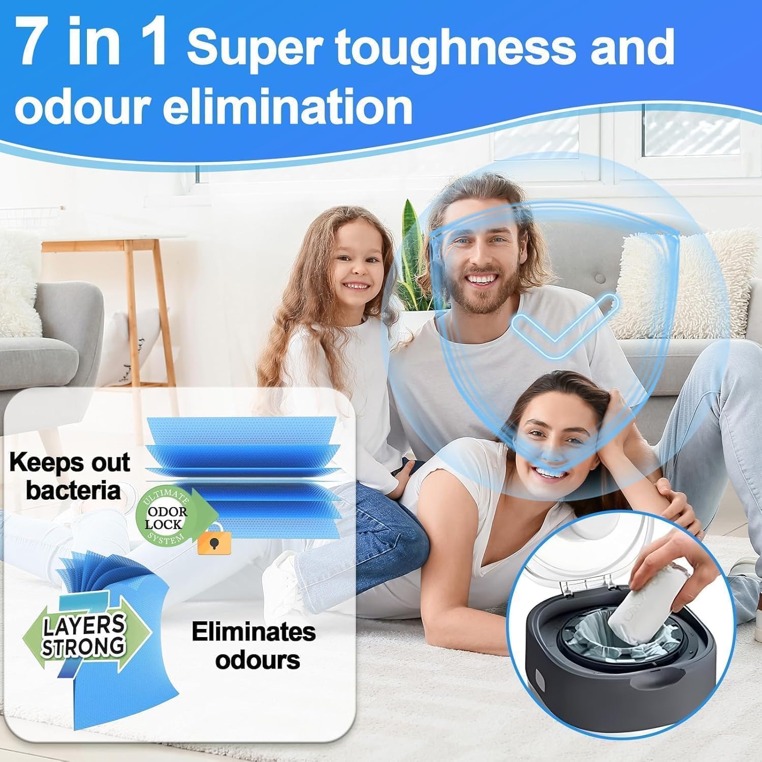 Recambios compatible con todos contenedores de pañales -9 PCS espesadas para Tommee Tippee & Foppapedretti &Litter Locker II & LitterLocker Fashion &Angelcare Dress Up XL (Sin fragancia)