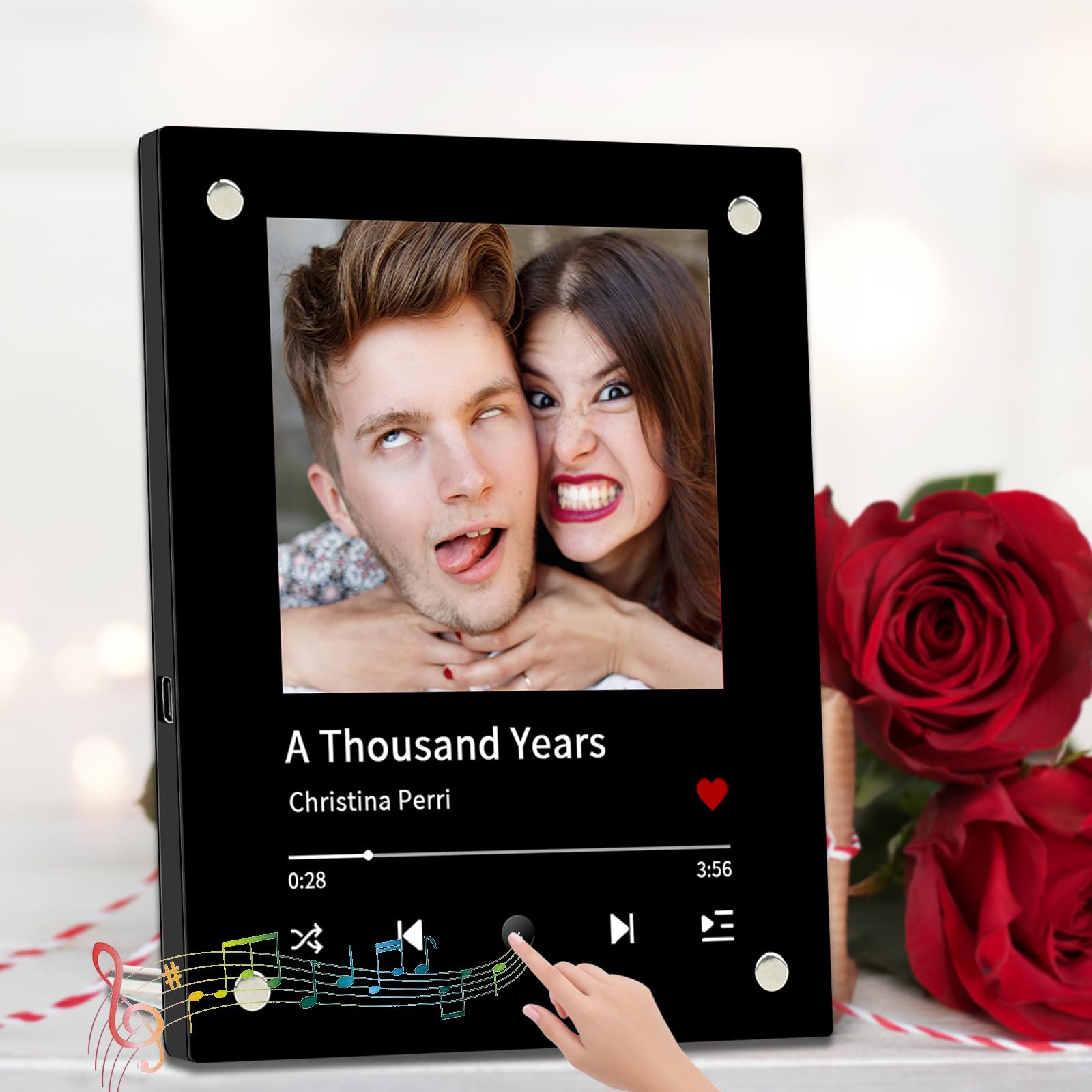 Personalised Photo Frame Spotify Plaque That Plays A Song for Women Men, Couples Anniversary Birthday Picture Gifts With Music for Boyfriend Girlfriend,Cute Sound Gifts for Him Her