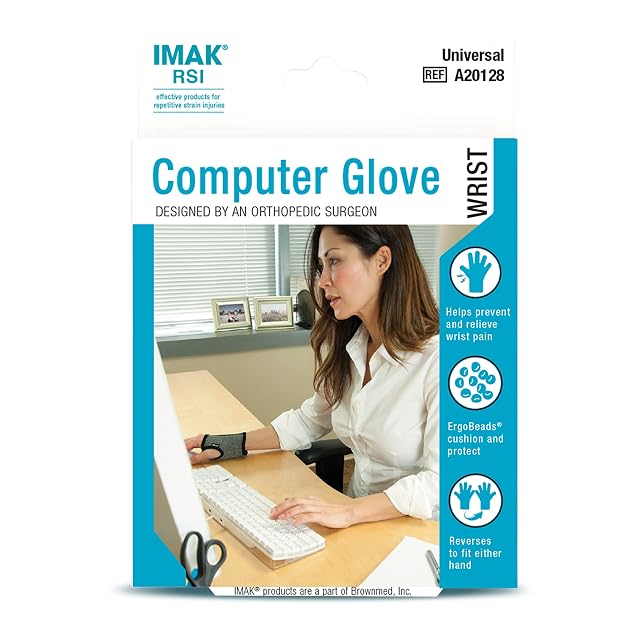 Brownmed IMAK RSI Computer Glove - Wrist Brace for Carpal Tunnel Relief - Compression Glove for Wrist Hand