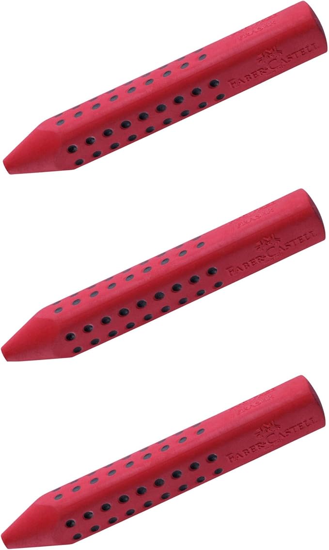Faber-Castell 187101 – Dreieckradierer Grip 2001 (3X Rot)