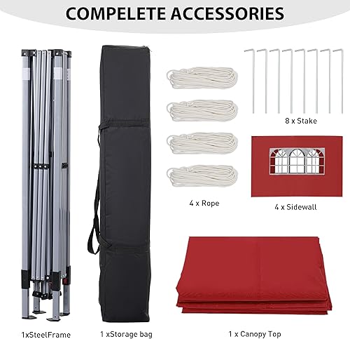 Miniatura 6 de GDY Toldo de campamento fácil de instalar de 10 x 10 pulgadas, tienda de campaña desplegable con 4 paredes laterales, toldo fácil de instalar para