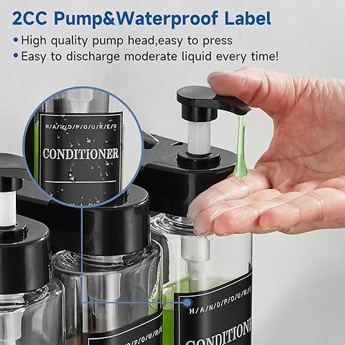 Miniatura 4 de Dispensador de champú y acondicionador, dispensador de ducha Unisense de 3 cámaras, sin taladro, dispensador de champú para montaje en la pared con