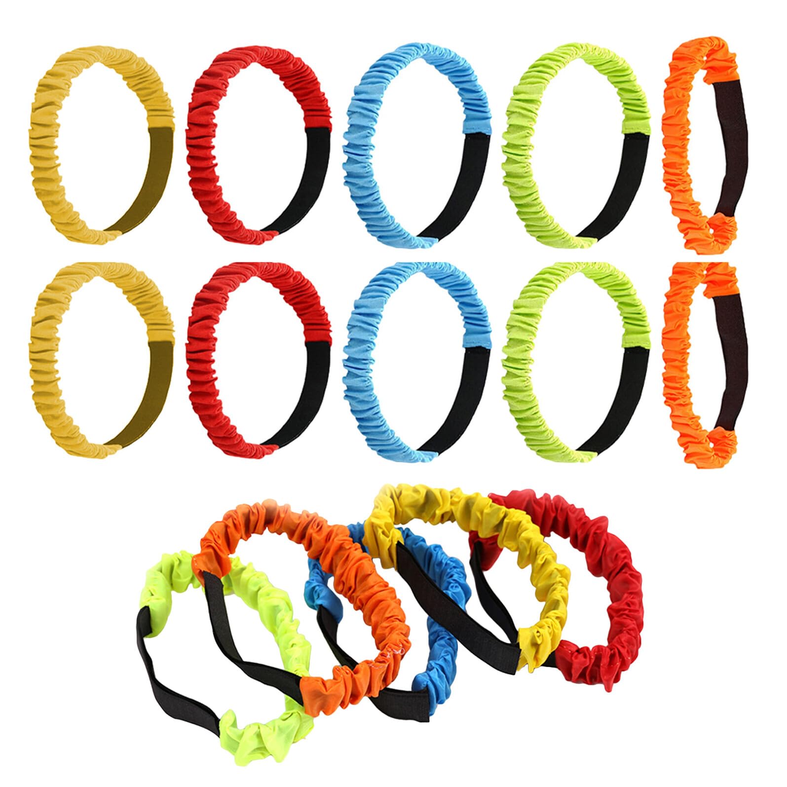 Hohopeti Bandas para Carreras de Tres Piernas 15 Piezas Multicolor Rojo Amarillo Azul Verde Naranja Correas Elásticas para Juegos de Relevos al Aire Libre y Fiestas de Equipo