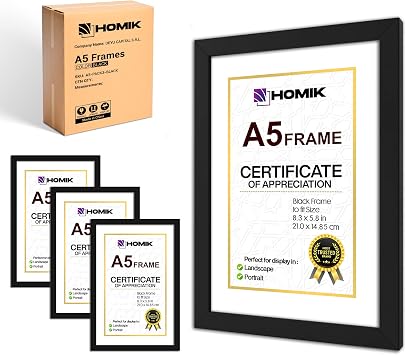 A5 Black Photo Frame set of 3 - Picture Frame A5 Black Economy Pack of 3