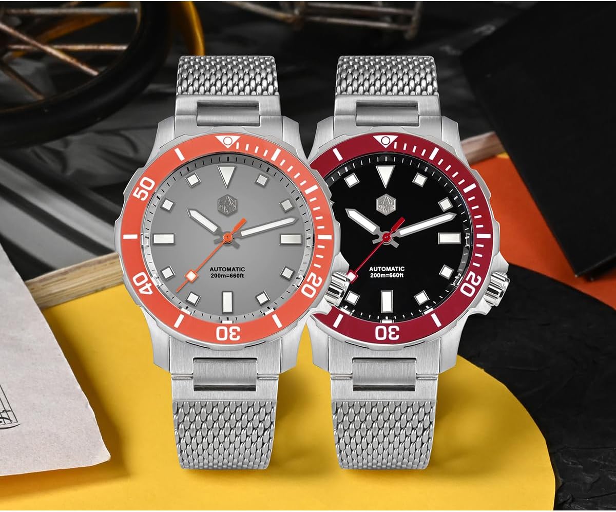 San Martin 40mm SN085G Original NH35 Dive Sports Men's Watches Luxury Sapphire Glass Automatic Mechanical Stainless Steel Watches