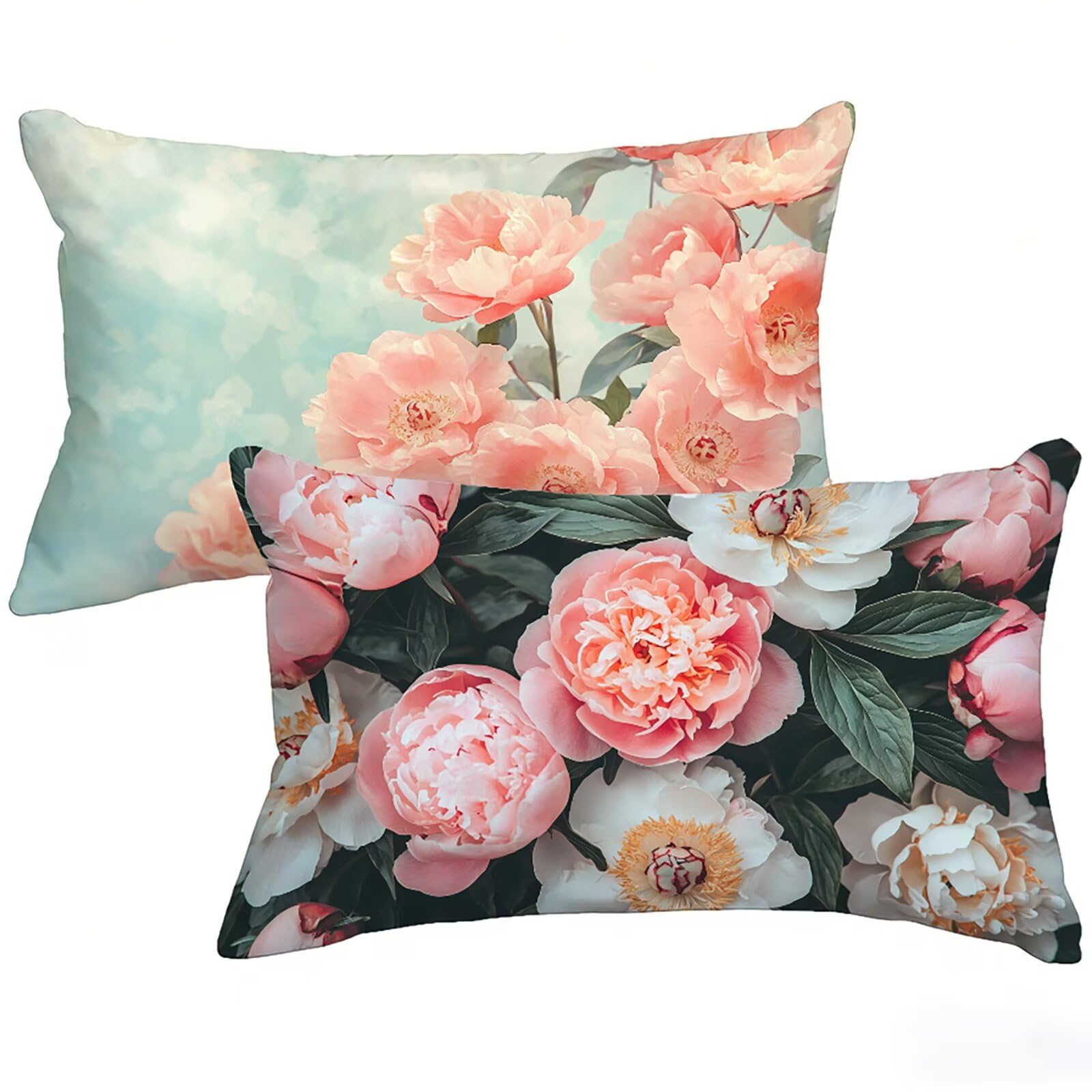 Taie oreiller 40x80 lot de 2 rose imperméable en lin avec fermeture éclair