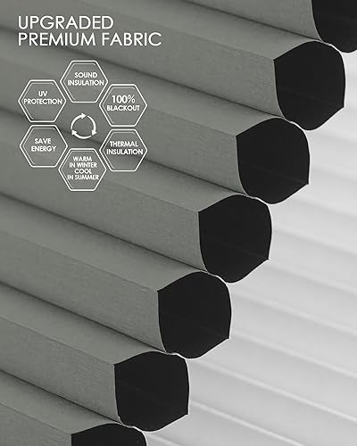 Miniatura 3 de Yoolax Persiana celular motorizada inteligente funciona con Alexa, persianas eléctricas opacas de panal de abeja, persianas eléctricas inalámbricas