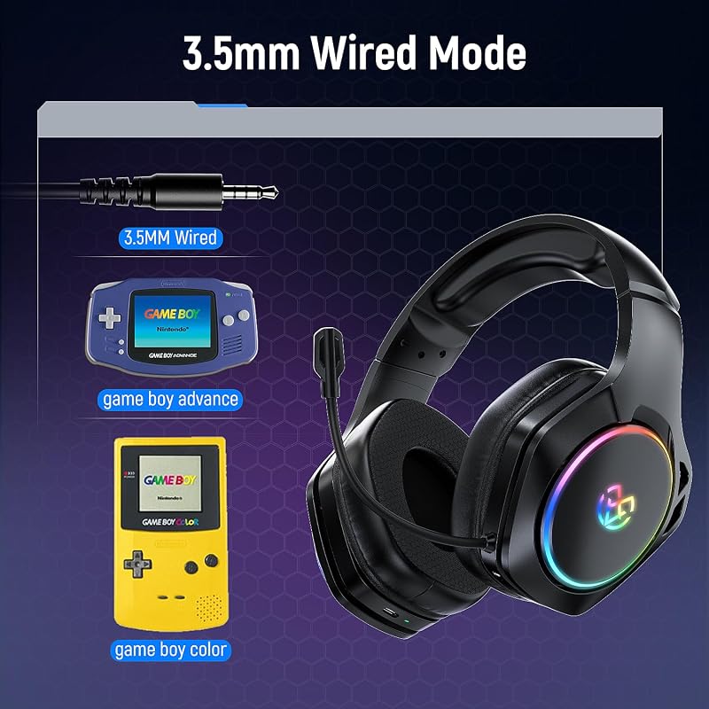 Tatybo Vezeték Nélküli Gamer Fejhallgató PS4, PS5, PC - 2,4GHz, Levehető Zajszűrő Mikrofonnal, 30 Órás Üzemidő, Nintendo Switch, Mac Kompati