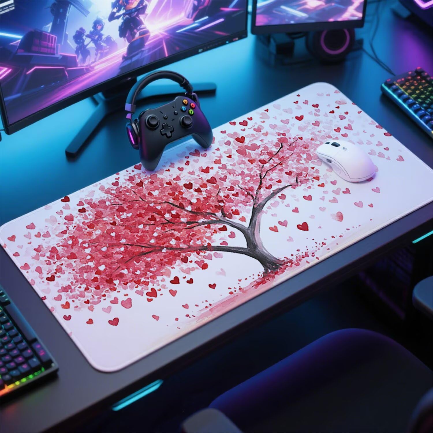Biała podkładka pod mysz pod mysz pod mysz do gier XXL 1400 x 600 x 3 mm podkładka pod mysz gumowa duża podkładka pod rękę gracz akcesoria wodoodporne PC, do klawiatury laptopa w-11124