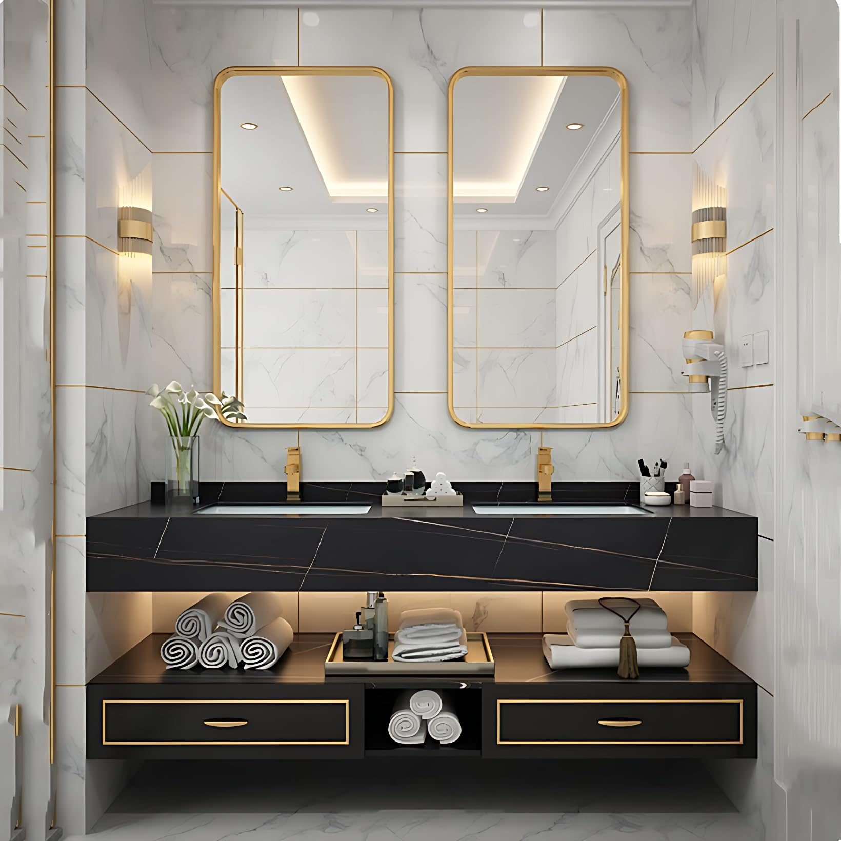 Modern Double Sink Bathroom Vanity Set