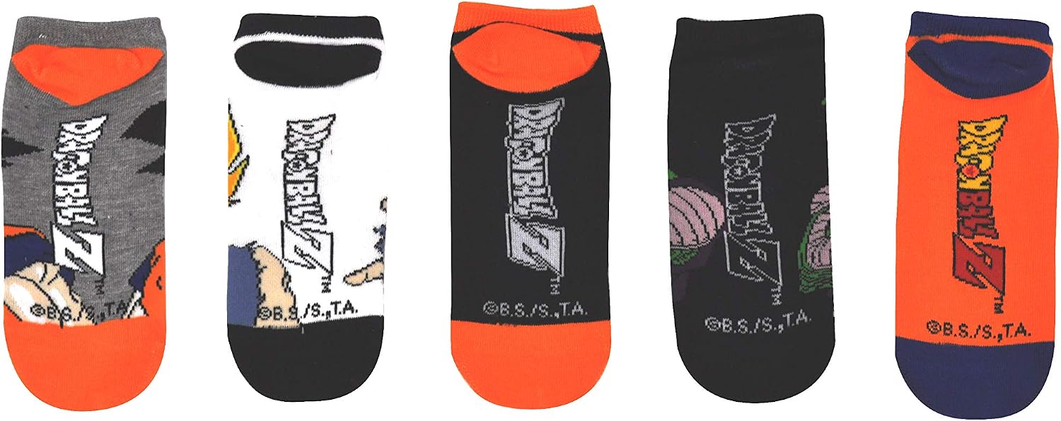 Everything Legwear Dragon Ball Z Socks Gifts (5 Pair) - (1 Size) Dragon Ball Z Merchandise Anime Goku, Piccolo Low Cut Socks Women & Men's image 3