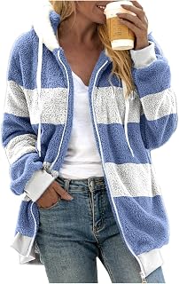 Women's Fleece Jacket Winter Jacket with Hood and Pockets Warm Lined Winter Teddy Jacket Hoodie Jackets Fluffy Softshell Jacket Coat Zip Oversize Teddy Fleece Coat Plush Jacket Cuddly Jacket