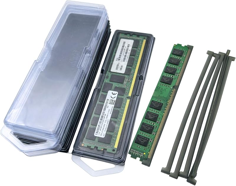 6-Pack DIMM Memory Hard Case, Anti-Static Protective Storage Holder | For Desktop & Server RAM: DDR5, DDR4, DDR3, DDR2, ECC REG Modules