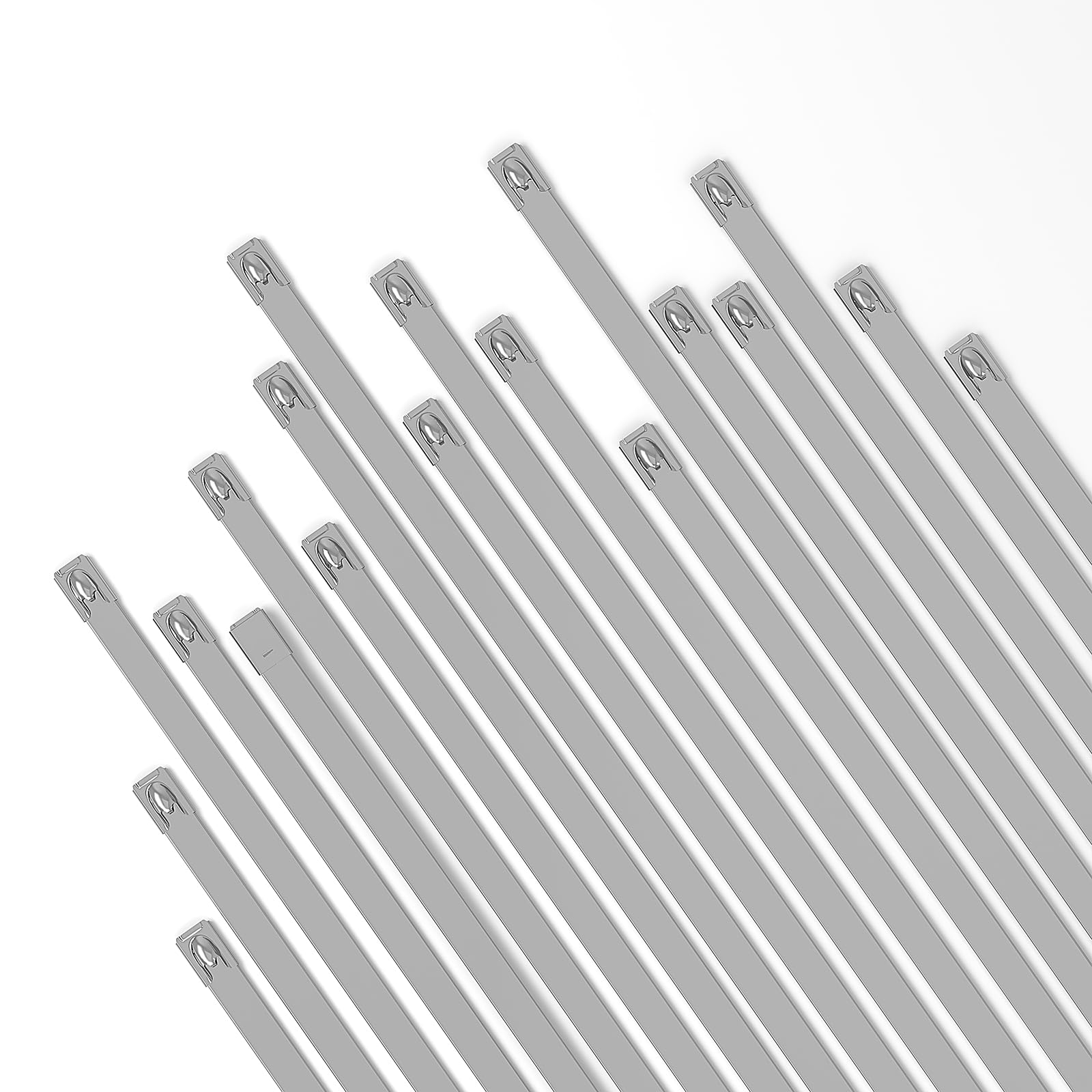 Aroono 8 inch Metal Cable Zip Ties Heavy Duty, 100PCS Outdoor Cable Ties- 304 Stainless Steel, 0.38