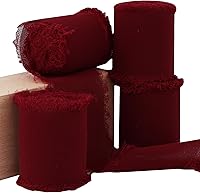 Vista 13 de TONIFUL 4 rollos de cinta de gasa roja - 1 1/2 pulgadas 5.5 yardas de cinta de seda para envolver regalos, bodas, decoración de fiestas, envoltura