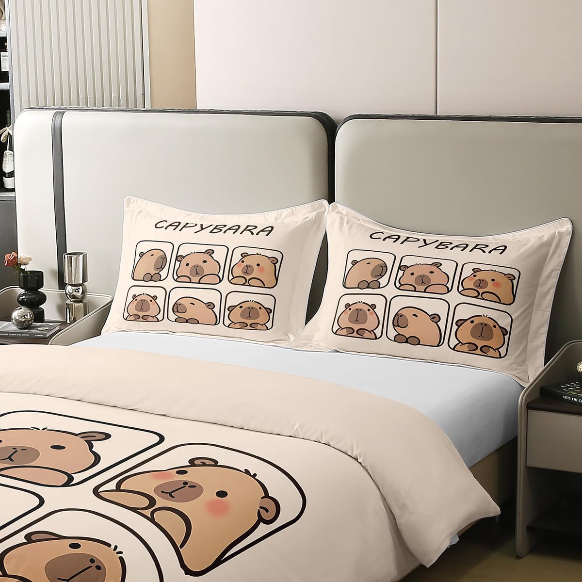 Erosebridal Capybara 100% Cotton Duvet Cover Full for Kids Boys Girls,Cute Animal Bedding Set,Capybara Lovers Bed Set,Rustic Farmhouse Comforter Cover with 2 Pillowcases Bedroom Decor